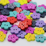 Maxbell 100 Pieces Lovely Mixed Wooden Buttons for DIY Sewing Scrapbooking Flower Dot