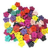 Maxbell 100 Pieces Lovely Mixed Wooden Buttons for DIY Sewing Scrapbooking Flower Dot