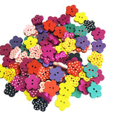 Maxbell 100 Pieces Lovely Mixed Wooden Buttons for DIY Sewing Scrapbooking Flower Dot