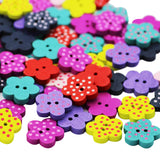 Maxbell 100 Pieces Lovely Mixed Wooden Buttons for DIY Sewing Scrapbooking Flower Dot