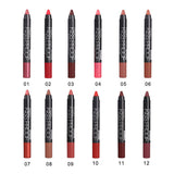 Maxbell Set of 12 Color Matte Lip Pencil Lipsticks Blush Makeup Pen Eyeshadow Crayon