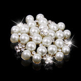 Maxbell Women Girls Ladies Fashionable Crystal Faux Pearl Brooch Pin Wedding Bridal Supplies