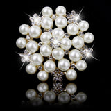 Maxbell Women Girls Ladies Fashionable Crystal Faux Pearl Brooch Pin Wedding Bridal Supplies