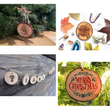 Maxbell 10 Pieces Hanging Pine Wood Slices Tree Bark Wooden Circle DIY Craft Wedding Decoration 0.4cm Thickness