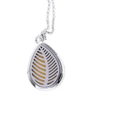 Maxbell Hollow Tree Leaf Waterdrop 316L Stainless Steel Essential Oil Diffuser Necklace Pendant Jewelry 24" Chain 5 Pads