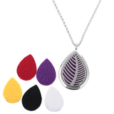 Maxbell Hollow Tree Leaf Waterdrop 316L Stainless Steel Essential Oil Diffuser Necklace Pendant Jewelry 24" Chain 5 Pads