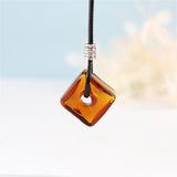 Maxbell Fashion Glass Brown Bottle Hole Perfume Oils Diffuser Pendant Necklace Chain