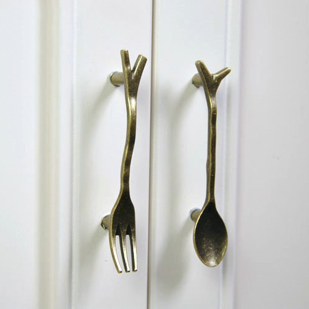 Maxbell Generic Antique Bronze Creative Fork Design Kitchen Cabinet Closet Drawer Pull Handle 76mm