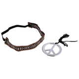 Maxbell Unisex Women Men Peace Signs Necklace Headband Set Jewelry Accessories