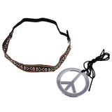 Maxbell Unisex Women Men Peace Signs Necklace Headband Set Jewelry Accessories