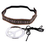 Maxbell Unisex Women Men Peace Signs Necklace Headband Set Jewelry Accessories