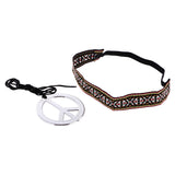 Maxbell Unisex Women Men Peace Signs Necklace Headband Set Jewelry Accessories