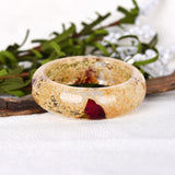 Maxbell Vintage Dried Flower Pressed Bracelet Clear Lucite Bangle Bracelet for Women