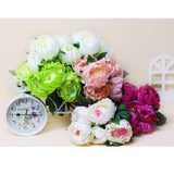 Maxbell Silk Simulation Peony Bouquet Flower Plant Home Office Garden Table Wedding Party Decor DIY 40cm Pink