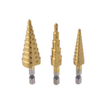 Maxbell Set Of 3 Pieces HSS Step Cone Drill Hex Titanium Bits Hole Metal Wood Cutter