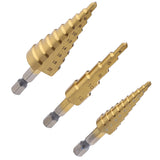 Maxbell Set Of 3 Pieces HSS Step Cone Drill Hex Titanium Bits Hole Metal Wood Cutter