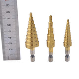 Maxbell Set Of 3 Pieces HSS Step Cone Drill Hex Titanium Bits Hole Metal Wood Cutter