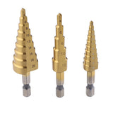 Maxbell Set Of 3 Pieces HSS Step Cone Drill Hex Titanium Bits Hole Metal Wood Cutter