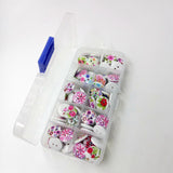 Maxbell 100 Pieces Wooden Buttons Flower Printed Buttons 2-hole Buttons in Box for DIY Sewing Crafts