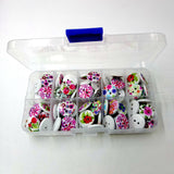 Maxbell 100 Pieces Wooden Buttons Flower Printed Buttons 2-hole Buttons in Box for DIY Sewing Crafts