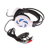 Maxbell White LED Light with Mic Wired Headphones Adjustable Stereo PC Gaming Headset