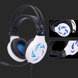 Maxbell White LED Light with Mic Wired Headphones Adjustable Stereo PC Gaming Headset