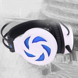 Maxbell White LED Light with Mic Wired Headphones Adjustable Stereo PC Gaming Headset