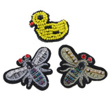 Maxbell 3 Pieces/Set Embroidery Rhinestone Beaded Patch Duck Dragonfly Patches Cloth Garment Decoration