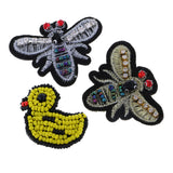 Maxbell 3 Pieces/Set Embroidery Rhinestone Beaded Patch Duck Dragonfly Patches Cloth Garment Decoration