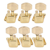 Maxbell 6 Pieces 3R 3L Gold Semi-closed String Tuning Pegs Locked Tuners Machine Heads for Acoustic Guitar Parts