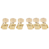 Maxbell 6 Pieces 3R 3L Gold Semi-closed String Tuning Pegs Locked Tuners Machine Heads for Acoustic Guitar Parts