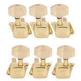 Maxbell 6 Pieces 3R 3L Gold Semi-closed String Tuning Pegs Locked Tuners Machine Heads for Acoustic Guitar Parts