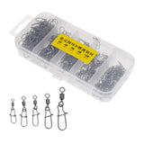 Maxbell 210Pcs/Box Fishing Swivels with Snaps Rolling Swivel Connector Hooked Snaps