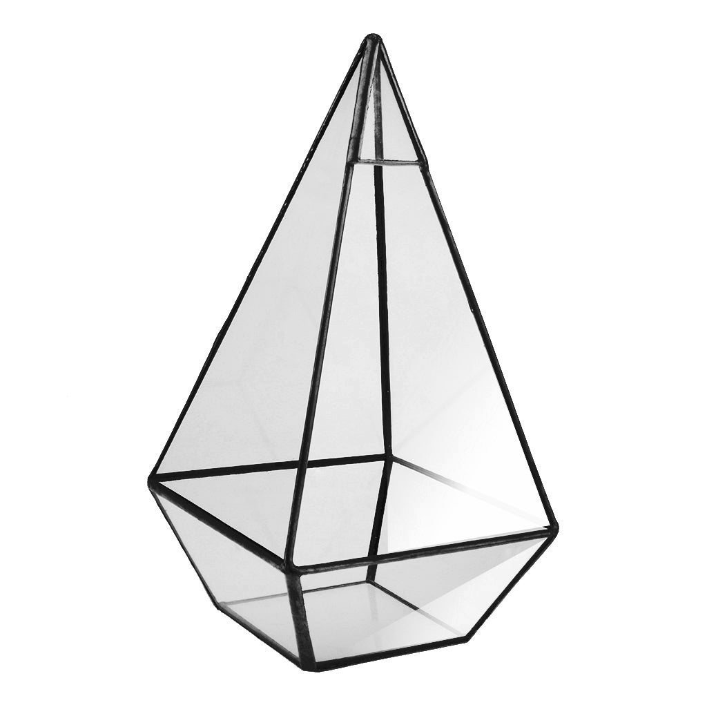 Maxbell Glass Geometric Terrarium Pyramid Tabletop Vase Wedding Engagement Table Decor Black