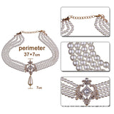 Maxbell Fashion Luxury Simulated Pearl Multi Strand 4 Layers Choker Dressy Bib Necklace Elegant Lady Jewelry