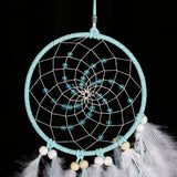 Maxbell Creative Handmade Feather Beads Charm Dream Catcher Home Wall Window Car Hanging Decor Light Blue