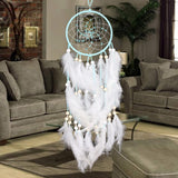 Maxbell Creative Handmade Feather Beads Charm Dream Catcher Home Wall Window Car Hanging Decor Light Blue