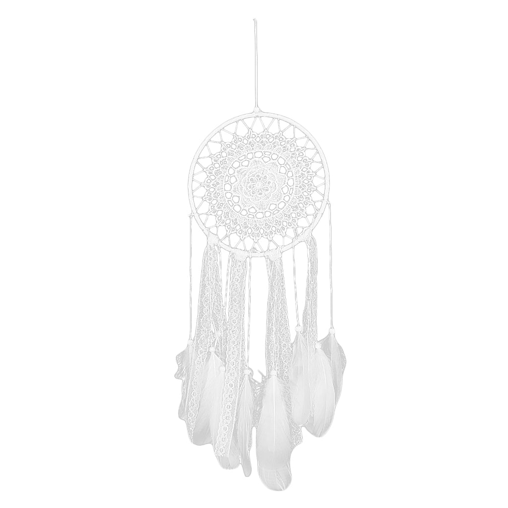Maxbell Creative Traditional Lace Feather Charm Dream Catcher Home Wall Window Car Hanging Decor White