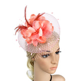 Maxbell Women Girls Artificial Feather Flower Charms Fascinator Hat Hair Band Cocktail Wedding Party Headpiece Hair Decor Accessory Watermelon