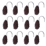 Maxbell 12-Piece Resin Pine Cone Design Curtain Ring Hooks Hangers for Shower,Window,Door Curtains Decoration