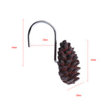 Maxbell 12-Piece Resin Pine Cone Design Curtain Ring Hooks Hangers for Shower,Window,Door Curtains Decoration