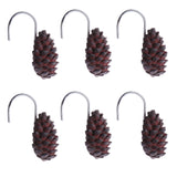 Maxbell 12-Piece Resin Pine Cone Design Curtain Ring Hooks Hangers for Shower,Window,Door Curtains Decoration