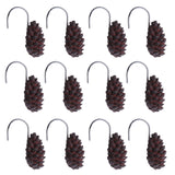 Maxbell 12-Piece Resin Pine Cone Design Curtain Ring Hooks Hangers for Shower,Window,Door Curtains Decoration