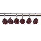 Maxbell 12-Piece Resin Pine Cone Design Curtain Ring Hooks Hangers for Shower,Window,Door Curtains Decoration