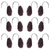 Maxbell 12-Piece Resin Pine Cone Design Curtain Ring Hooks Hangers for Shower,Window,Door Curtains Decoration