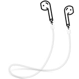 Maxbell Black Silicone Case Cover Holder Pouch Holder Sleeve + White Anti-lost Ear Loop Strap Wrap For Earpods AirPods  Earphones Charging Box