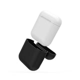 Maxbell Black Silicone Case Cover Holder Pouch Holder Sleeve + White Anti-lost Ear Loop Strap Wrap For Earpods AirPods  Earphones Charging Box