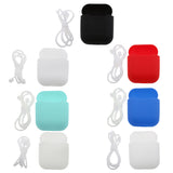 Maxbell Black Silicone Case Cover Holder Pouch Holder Sleeve + White Anti-lost Ear Loop Strap Wrap For Earpods AirPods  Earphones Charging Box
