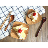 Maxbell Beech Wooden Serving Plate Tray for Home Cafe Bar Restaurant Use Salt Sugar Sauce Cake Dish Pastry Holder Serving Triangle Tray