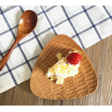 Maxbell Beech Wooden Serving Plate Tray for Home Cafe Bar Restaurant Use Salt Sugar Sauce Cake Dish Pastry Holder Serving Triangle Tray